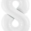 34" / 86cm Balon foliowy Cyfra ''8'' biały PartyDeco #FB130-8-008