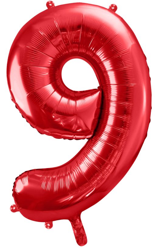34" / 86cm Balon foliowy Cyfra ''9'' czerwony PartyDeco #FB1M-9-007
