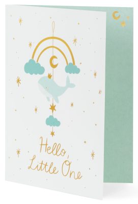 Kartka z zawieszką Wieloryb, 14x20 cm, jasny tiffany blue PartDeco #KAZ2