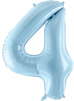 34" / 86cm Balon foliowy Cyfra ''4'' jasny niebieski PartyDeco #FB1P-4-001J