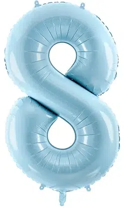 34" / 86cm Balon foliowy Cyfra ''8'' jasny niebieski PartyDeco #FB1P-8-001J